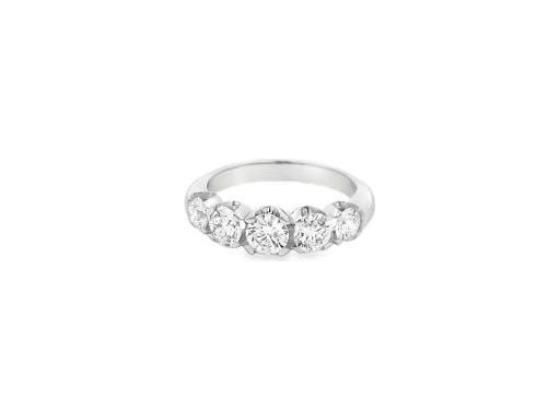 18K White Gold Five-Stone Ring with Natural Round Diamonds